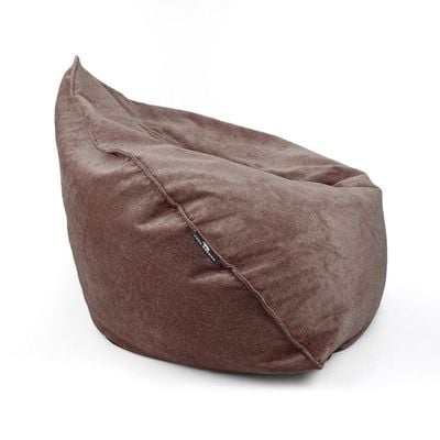 Luxe Decora Crest Bean Bag | Premium Soft Woven Fabric Bean Bag with Unique Crest Shape | Water Repellent | Washable | Filled with Polystyrene Beads | Kids & Adults (Mocha Brown, Large)