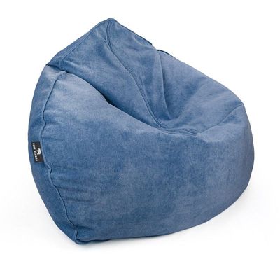 Luxe Decora Crest Bean Bag | Premium Soft Woven Fabric Bean Bag with Unique Crest Shape | Water Repellent | Washable | Filled with Polystyrene Beads | Kids & Adults (Sapphire Blue, Large)