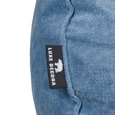 Luxe Decora Crest Bean Bag | Premium Soft Woven Fabric Bean Bag with Unique Crest Shape | Water Repellent | Washable | Filled with Polystyrene Beads | Kids & Adults (Sapphire Blue, Large)