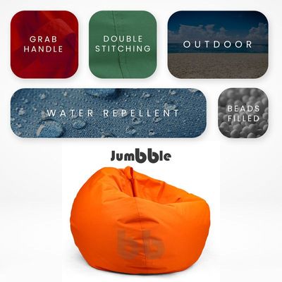 Jumbble Warper Outdoor Bean Bag | Water-Repellent Fabric | Comfortable Indoor & Outdoor Seating | Durable & Lightweight | Easy to Clean | Kids & Adults (Dark Blue, Kids-XS)