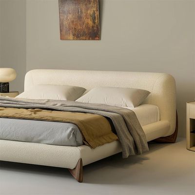 Maple Home Modern Upholstered Bed Frame | Luxury Home Furniture Bed with Fleece Fabric Wrap, Solid Wood Legs | Noise-Free Platform Bed, Free Assembly, Comfortable Sleep（Queen Size 160*200）