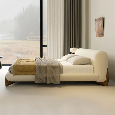Maple Home Modern Upholstered Bed Frame | Luxury Home Furniture Bed with Fleece Fabric Wrap, Solid Wood Legs | Noise-Free Platform Bed, Free Assembly, Comfortable Sleep（Super King Size 200*200）