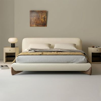 Maple Home Modern Upholstered Bed Frame | Luxury Home Furniture Bed with Fleece Fabric Wrap, Solid Wood Legs | Noise-Free Platform Bed, Free Assembly, Comfortable Sleep（Super King Size 200*200）
