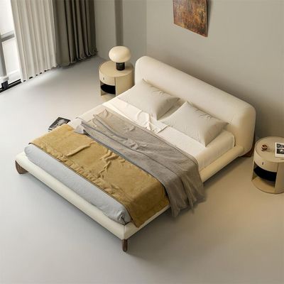 Maple Home Modern Upholstered Bed Frame | Luxury Home Furniture Bed with Fleece Fabric Wrap, Solid Wood Legs | Noise-Free Platform Bed, Free Assembly, Comfortable Sleep（Super King Size 200*200）