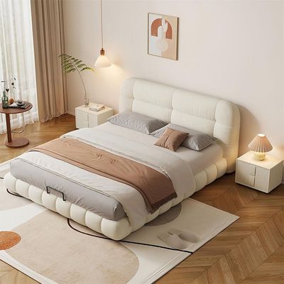 Maple Home Curve-Shape Upholstered Bed Frame | Modern Velvet Platform Bed | Solid Wood Frame | Noise-Free Home Furniture Bed | 3 Sizes | Free Assembly（Queen Size 160*200）