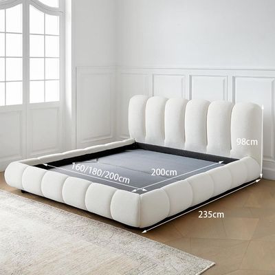 Maple Home Bubble-Shape Upholstered Bed Frame, Modern Platform Bed with Fleece Fabric Wrap, Cushioned Home Furniture Bed, Noise-Free, 3 Sizes, Free Assembly（Queen Size 160*200）