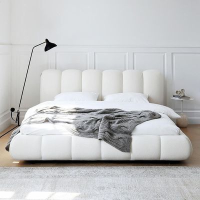 Maple Home Bubble-Shape Upholstered Bed Frame, Modern Platform Bed with Fleece Fabric Wrap, Cushioned Home Furniture Bed, Noise-Free, 3 Sizes, Free Assembly（Super King Size 200*200）