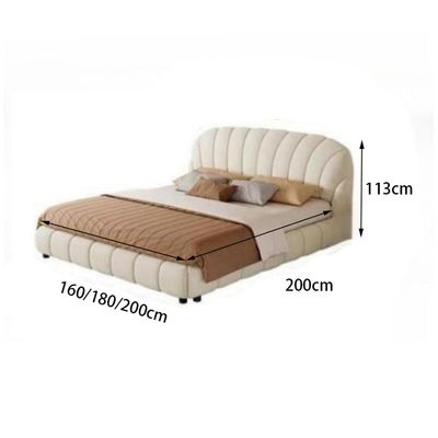Maple Home Velvet Upholstered Bed Frame, Elegant Fan-Shape Headboard, Modern Platform Bed, Premium Wood Structure, Noise-Free, 3 Sizes, Home Furniture Bed, Free Assembly（Queen Size 160*200）