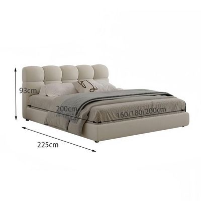 Maple Home Velvet Upholstered Bed Frame, Bubble-Shape Headboard, Soft & Supportive Platform Bed, Luxury Home Furniture Bed, Sturdy Wooden Base, 3 Sizes, Free Assembly（Queen Size 160*200）