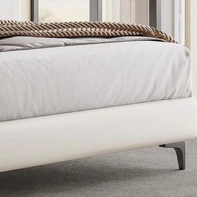 Maple Home Luxury Upholstered Bed Frame, Curved Rounded Design, Thick Leather & Wood Platform Bed with Metal Legs, Stable & Comfortable, Queen/King/Super King Size, Free Assembly（Super King Size 200*200）