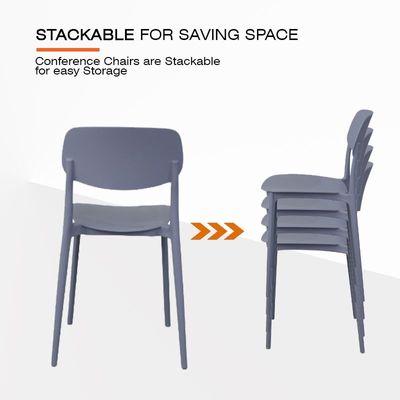 Mahmayi UL UT-C100 Stackable Plastic Chair Durable PP Material Lightweight Space Saving Design for Home, Office and Cafeteria - Grey