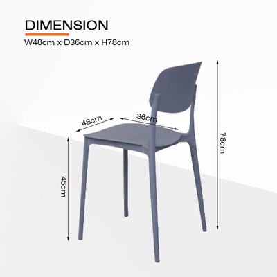 Mahmayi UL UT-C100 Stackable Plastic Chair Durable PP Material Lightweight Space Saving Design for Home, Office and Cafeteria - Grey
