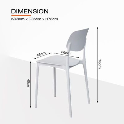 Mahmayi UL UT-C100 Stackable Plastic Chair Durable PP Material Lightweight Space-Saving Design for Home, Office and Cafeteria - White