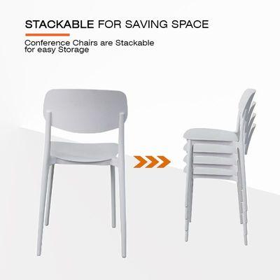 Mahmayi UL UT-C100 Stackable Plastic Chair Durable PP Material Lightweight Space-Saving Design for Home, Office and Cafeteria - White