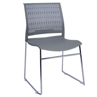 Mahmayi Modern UL UT-C166 Ergonomic Stackable Chair, Polypropylene (PP) Seat with Chrome Plated Metal Legs Ideal Saving Seating Solution for Offices, Cafeterias, Meeting Rooms and Events - Grey