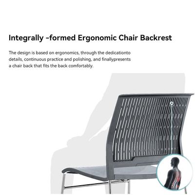 Mahmayi Modern UL UT-C166 Ergonomic Stackable Chair, Polypropylene (PP) Seat with Chrome Plated Metal Legs Ideal Saving Seating Solution for Offices, Cafeterias, Meeting Rooms and Events - Grey