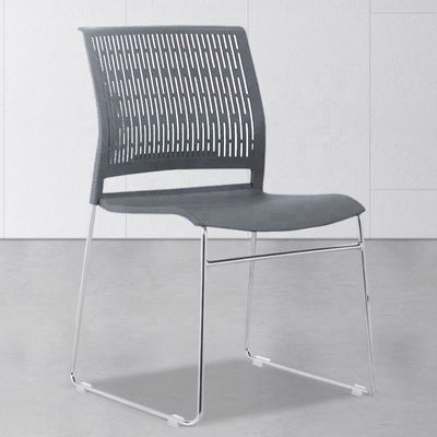 Mahmayi Modern UL UT-C166 Ergonomic Stackable Chair, Polypropylene (PP) Seat with Chrome Plated Metal Legs Ideal Saving Seating Solution for Offices, Cafeterias, Meeting Rooms and Events - Grey