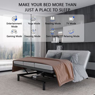FLEXISPOT ME S5Q Queen Size Electric Adjustable Bed Frame with Zero Clearance Base Dual Quiet Motor Lift System, Wireless Remote Control - Black