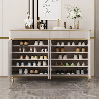 Modern Shoe Cabinet Closed Rack Living Room Shoes Storage System, OFF-White