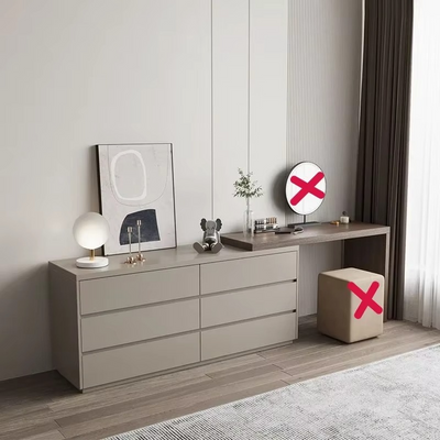 Luxury Vanity Dressing Table Drawer Storage Modern Container Dressing Table, Stone Grey