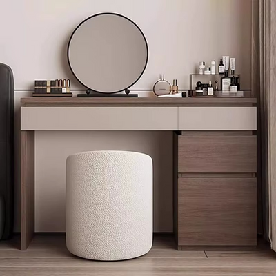 Wood Shelf Vanity Table Modern Corner Study Bedside Dressing Table Organizer, Brown