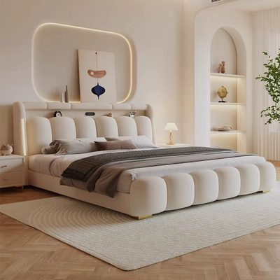 Modern Nordic Luxury Headboard Bed Frame with Drawers