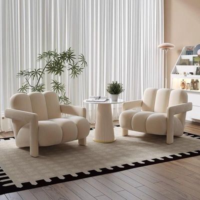 Danish Scandinavian Style Single Sofa Chair Made with Velvet Fabric
