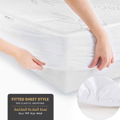 100% Waterproof Mattress Protector Bamboo Fabric , Twin Size 120x200+30cm , White