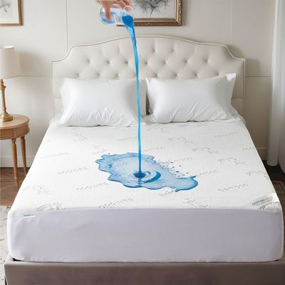 100% Waterproof Mattress Protector Bamboo Fabric , Twin Size 120x200+30cm , White