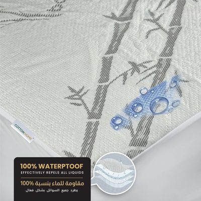 100% Waterproof Mattress Protector Bamboo Fabric , Twin Size 120x200+30cm , White