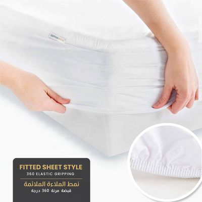 100% Waterproof Mattress Protector PU Laminated  Fabric , King Size 180x200+30cm , White