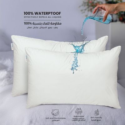 100% Waterproof Pillow Protector  PU Laminated Fabric , Standard Size 50x75cm , White