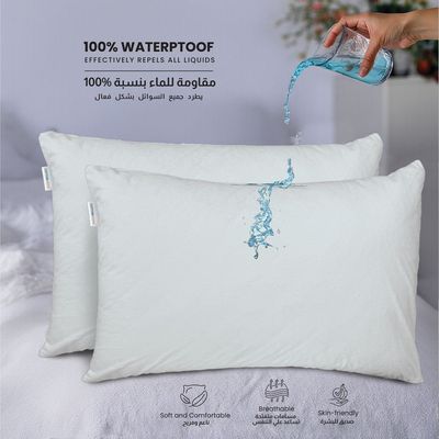 100% Waterproof Pillow Protector  Terry Cotton Fabric , Standard Size 50x75cm , White
