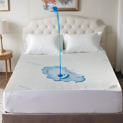 Breathable Coolent Mattress Protector 100% Waterproof Single Size  150x200+35cm ,White 