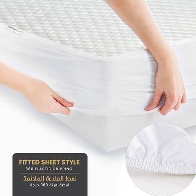Breathable Coolent Mattress Protector 100% Waterproof Single Size  200x200+35cm ,White 