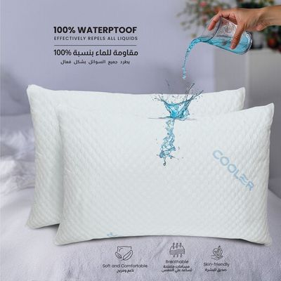 Breathable Coolant Pillow Protector 100% Waterproof Standard Size 50x75cm,White 