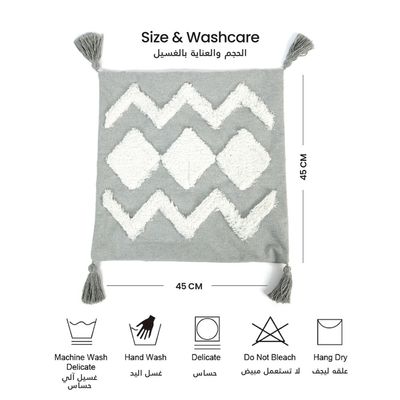 Boho Handcrafted Throw Pillow 45x45cm Geometric Embroidery Cushion with Arc Design