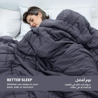 Weighted Blanket 100% Cotton ,7 Layer Quilted Blankets with Glass Beed 6.8kg ,150cm x 200cm , Grey