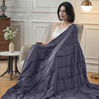 Weighted Blanket 100% Cotton ,7 Layer Quilted Blankets with Glass Beed 6.8kg ,150cm x 200cm , Grey