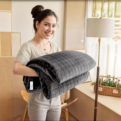 Elegant Square Design Blanket Single Size 150x220cm Silver