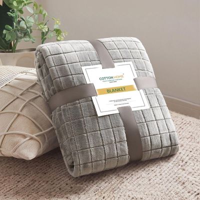 Elegant Square Design Blanket Single Size 150x220cm Silver