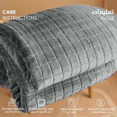 Elegant Square Design Blanket Single Size 150x220cm Silver