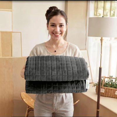 Elegant Square Design Blanket Single Size 150x220cm Silver