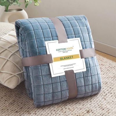 Elegant Square Design Blanket Single Size 150x220cm Sky Blue 