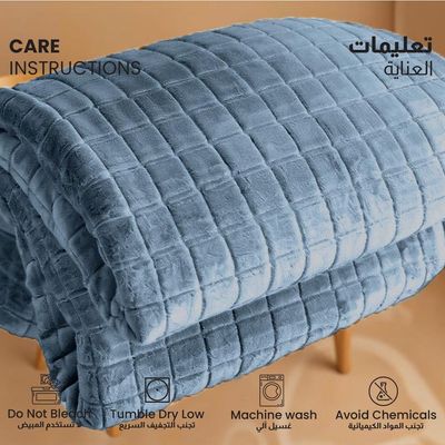 Elegant Square Design Blanket Single Size 150x220cm Sky Blue 