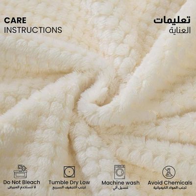 Tranquil Plaid Blanket Single Size 150x200cm , Cream  