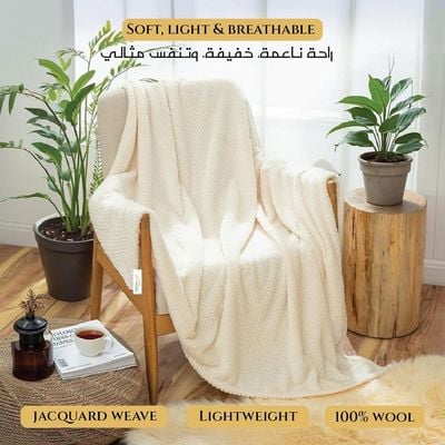 Tranquil Plaid Blanket Single Size 150x200cm , Cream  