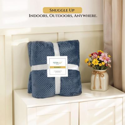 Tranquil Plaid Blanket Single Size 150x200cm , Blue  