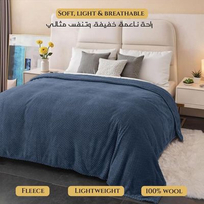 Tranquil Plaid Blanket Single Size 150x200cm , Blue  