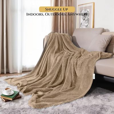 Tranquil Plaid Blanket Single Size 150x200cm , Beige
